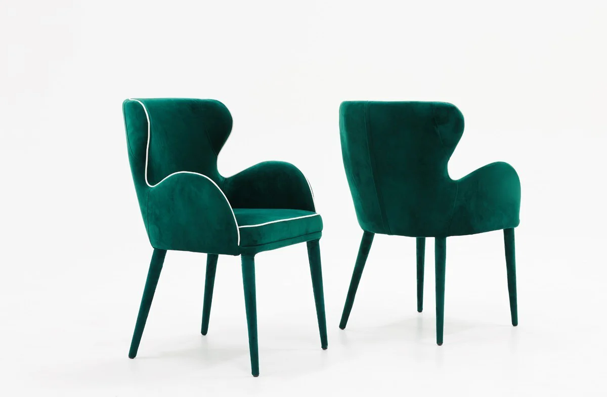 Modern Green Velvet With White Dining Or Side Chair By Homeroots - Image 2