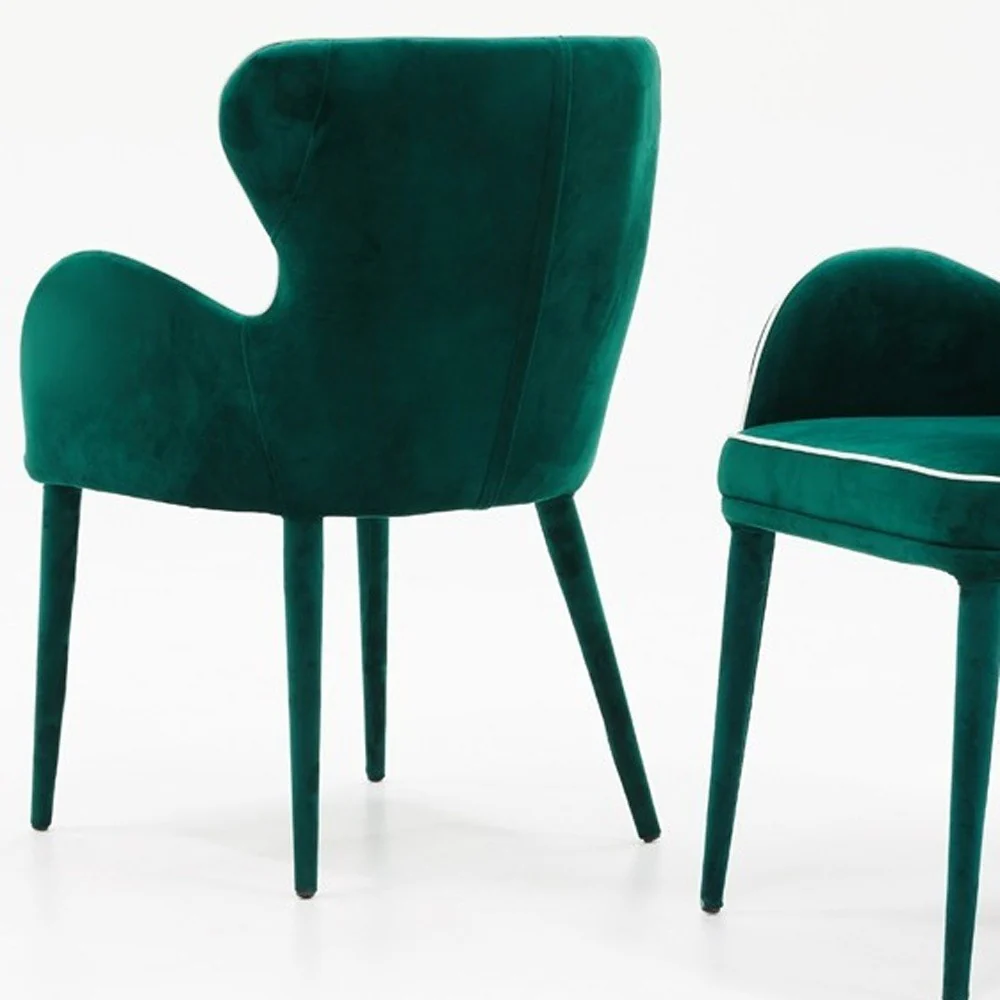 Modern Green Velvet With White Dining Or Side Chair By Homeroots - Image 3