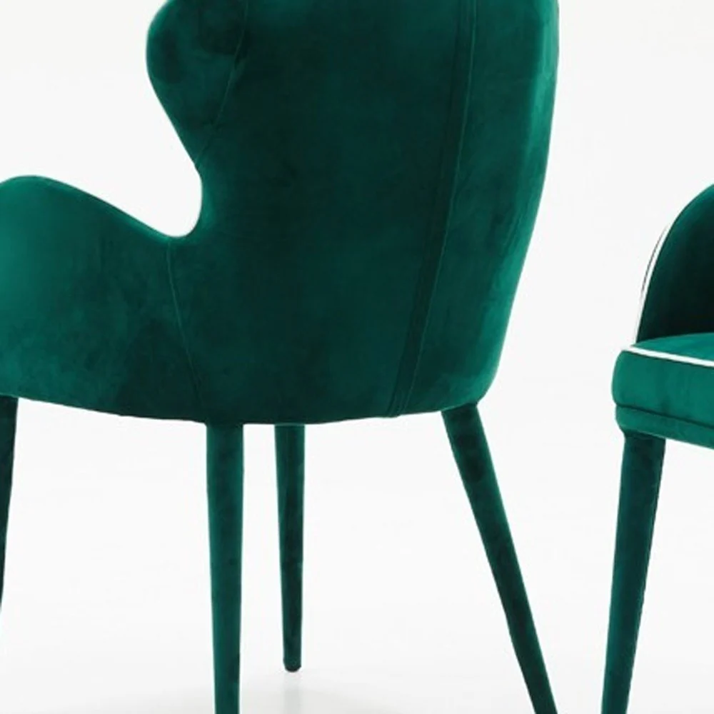Modern Green Velvet With White Dining Or Side Chair By Homeroots - Image 4