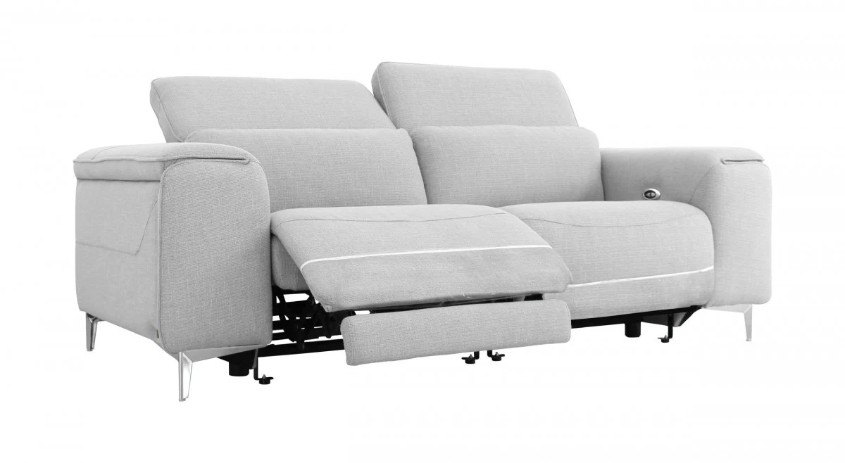 Modern Grey 84" Double Recliner Loveseat By Homeroots - Image 2