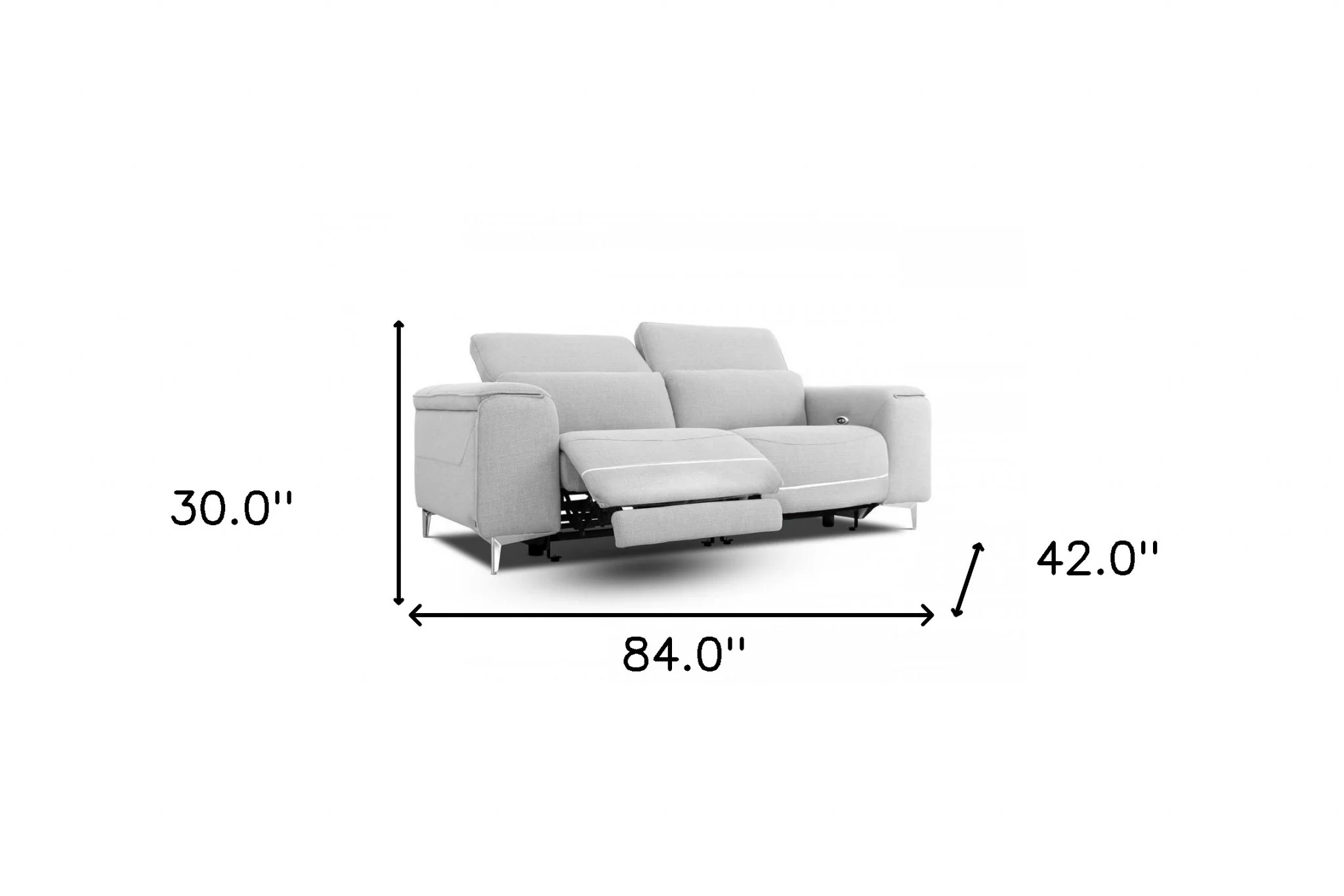Modern Grey 84" Double Recliner Loveseat By Homeroots - Image 7