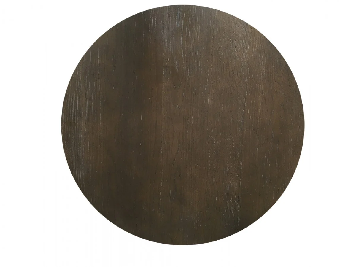 Modern Grey Concrete and Brown Oak Round Coffee Table By Homeroots - Image 4
