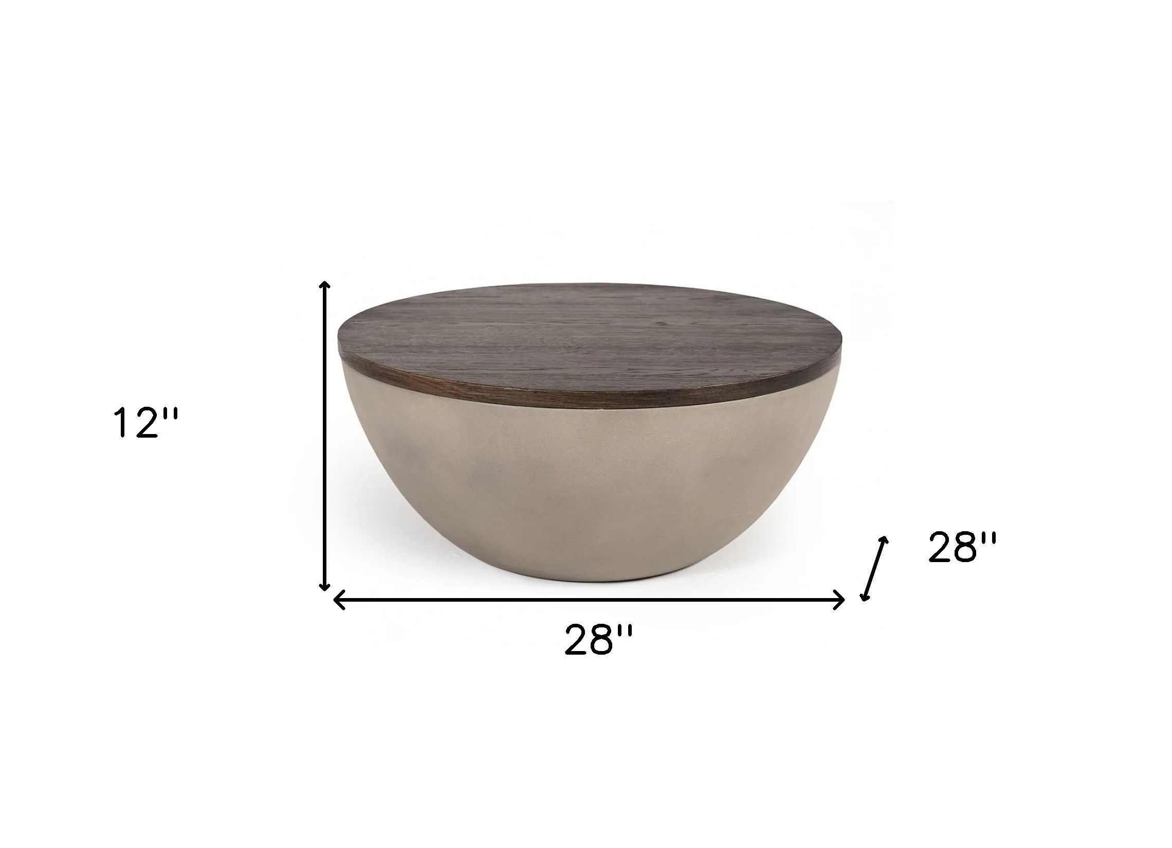 Modern Grey Concrete and Brown Oak Round Coffee Table By Homeroots - Image 7