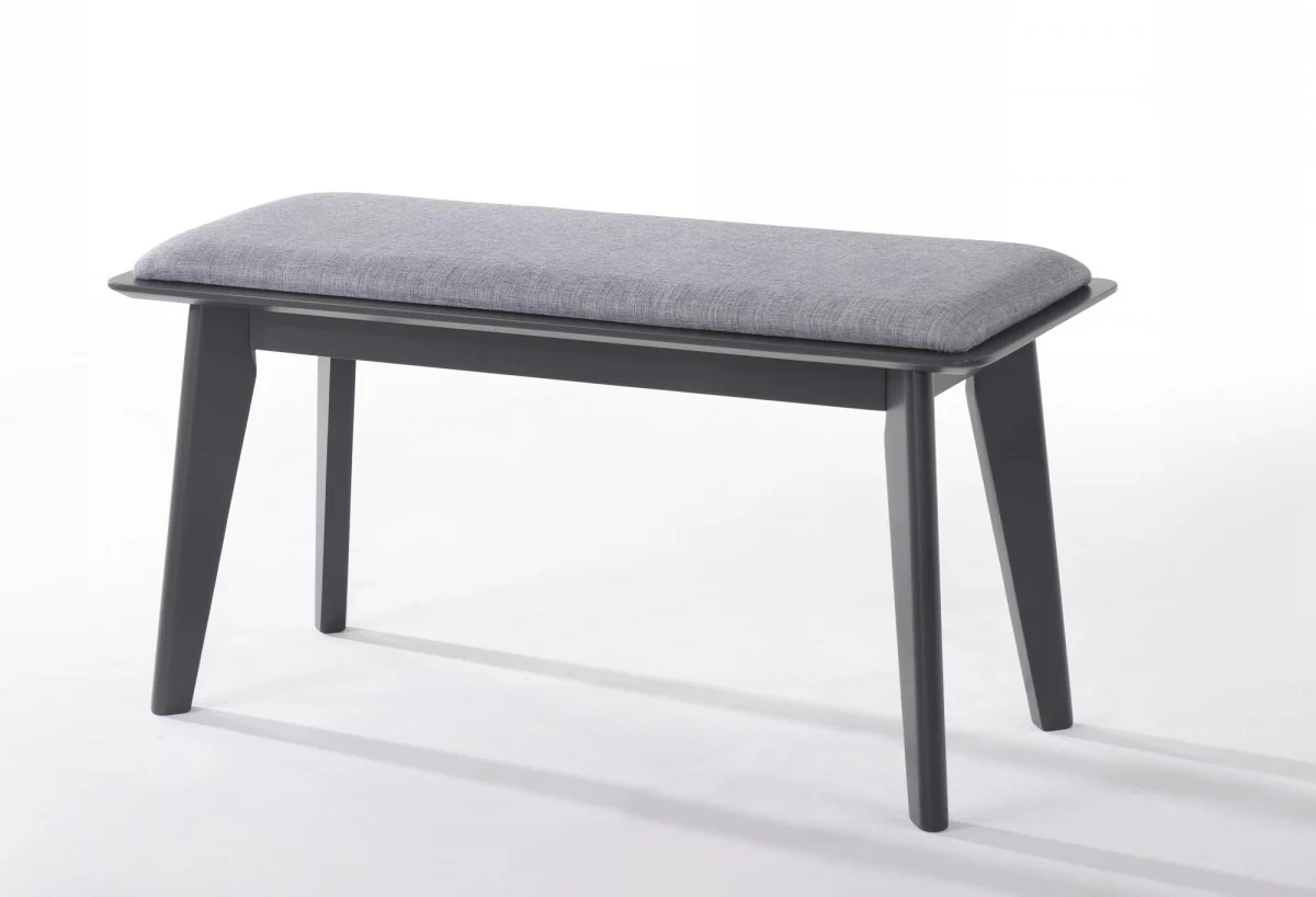 Modern Grey Fabric Upholstered Dining Bench with Charcoal Grey painted wood legs By Homeroots - Image 2