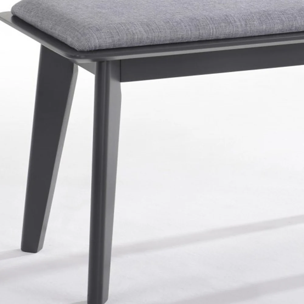 Modern Grey Fabric Upholstered Dining Bench with Charcoal Grey painted wood legs By Homeroots - Image 3