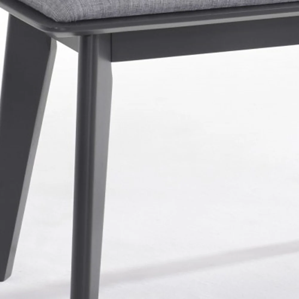 Modern Grey Fabric Upholstered Dining Bench with Charcoal Grey painted wood legs By Homeroots - Image 4