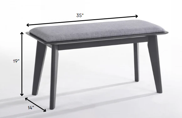 Modern Grey Fabric Upholstered Dining Bench with Charcoal Grey painted wood legs By Homeroots - Image 5