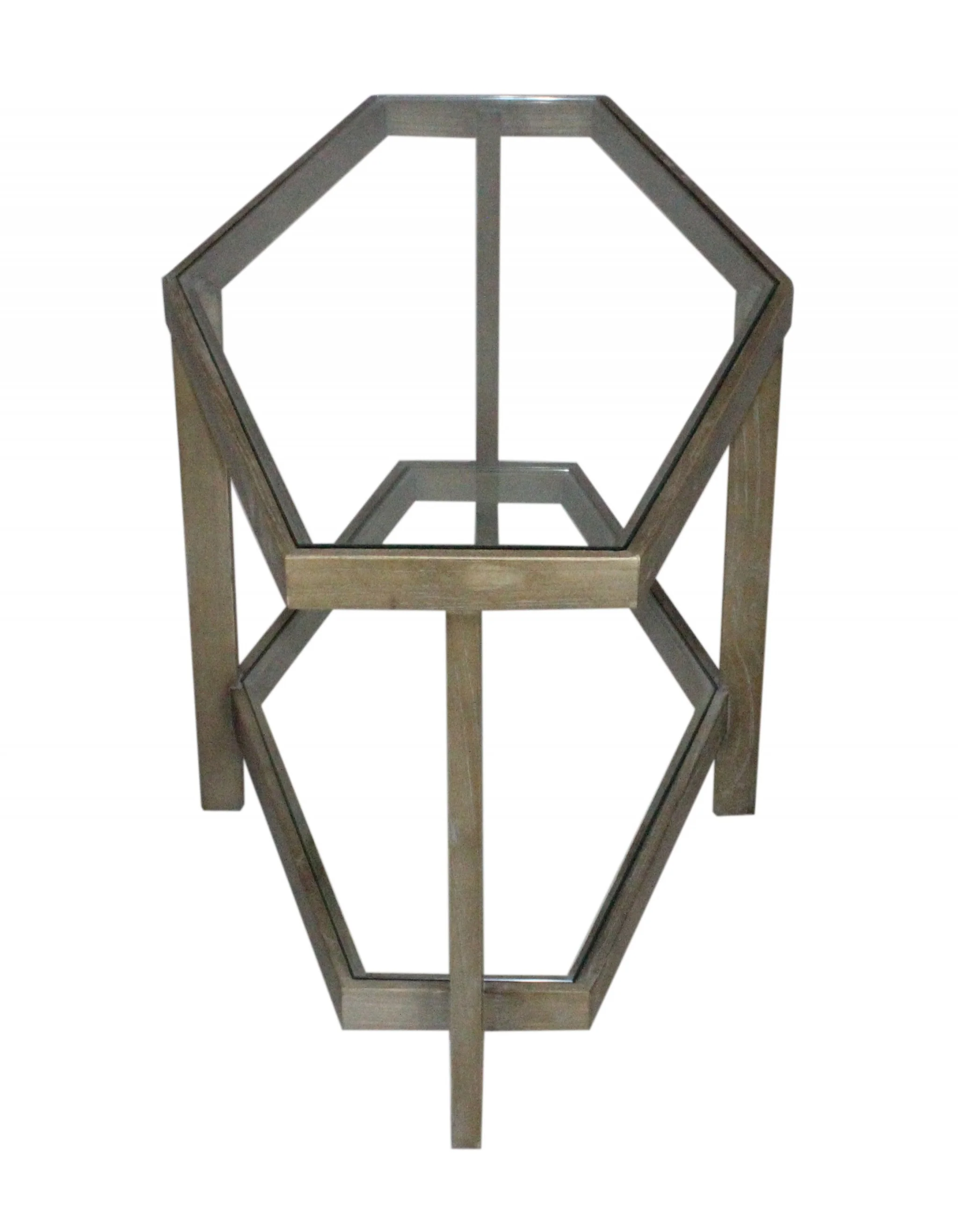 Modern Hexagonal Glass Top Coffee Table By Homeroots - Image 2