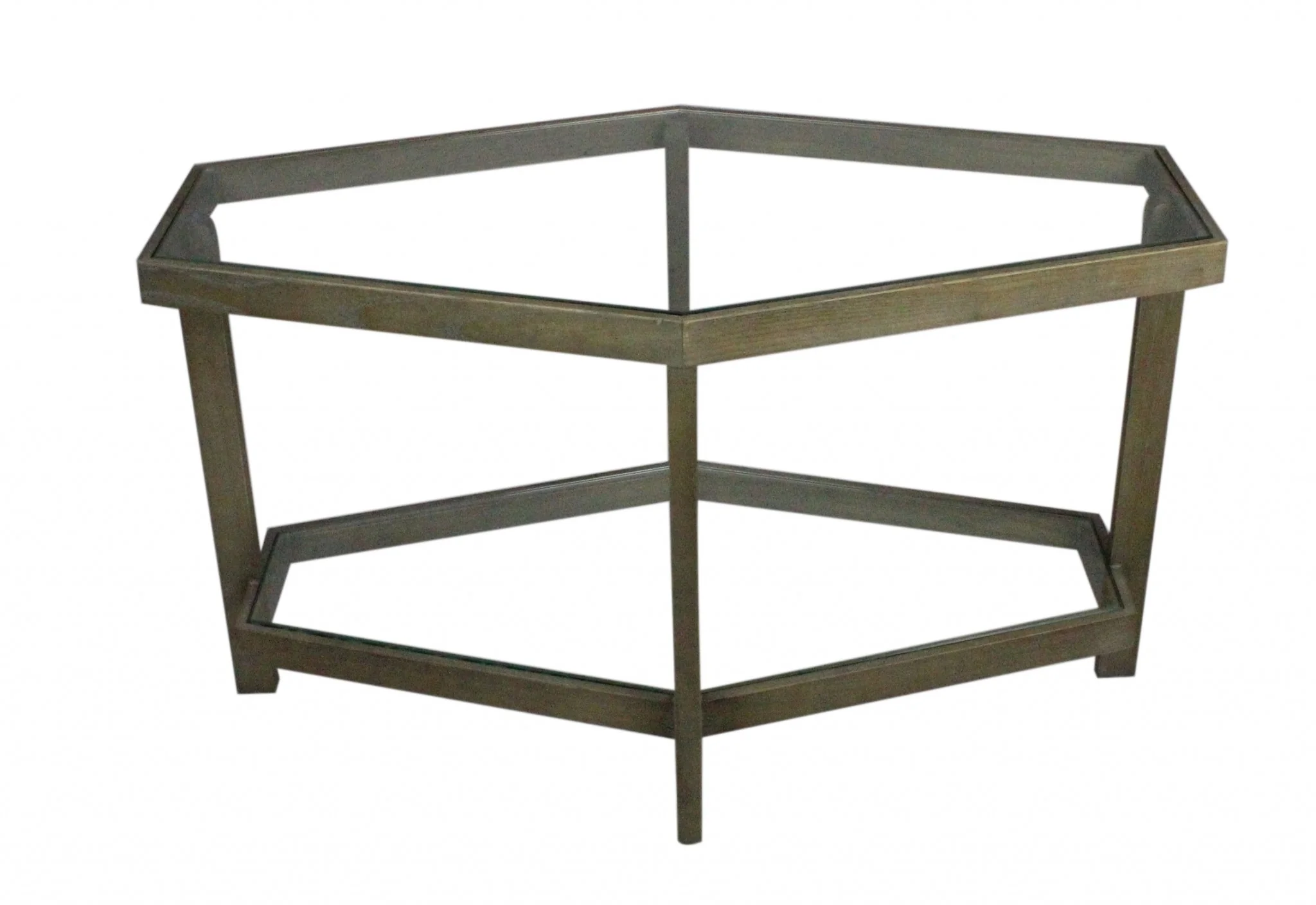 Modern Hexagonal Glass Top Coffee Table By Homeroots - Image 3