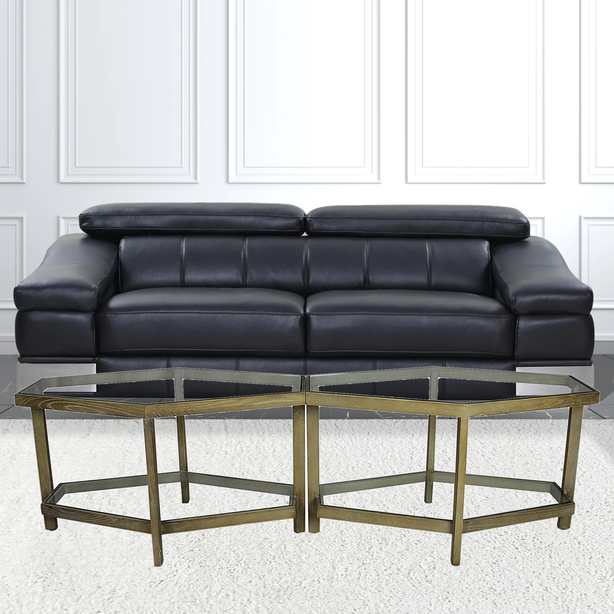 Modern Hexagonal Glass Top Coffee Table By Homeroots - Image 4