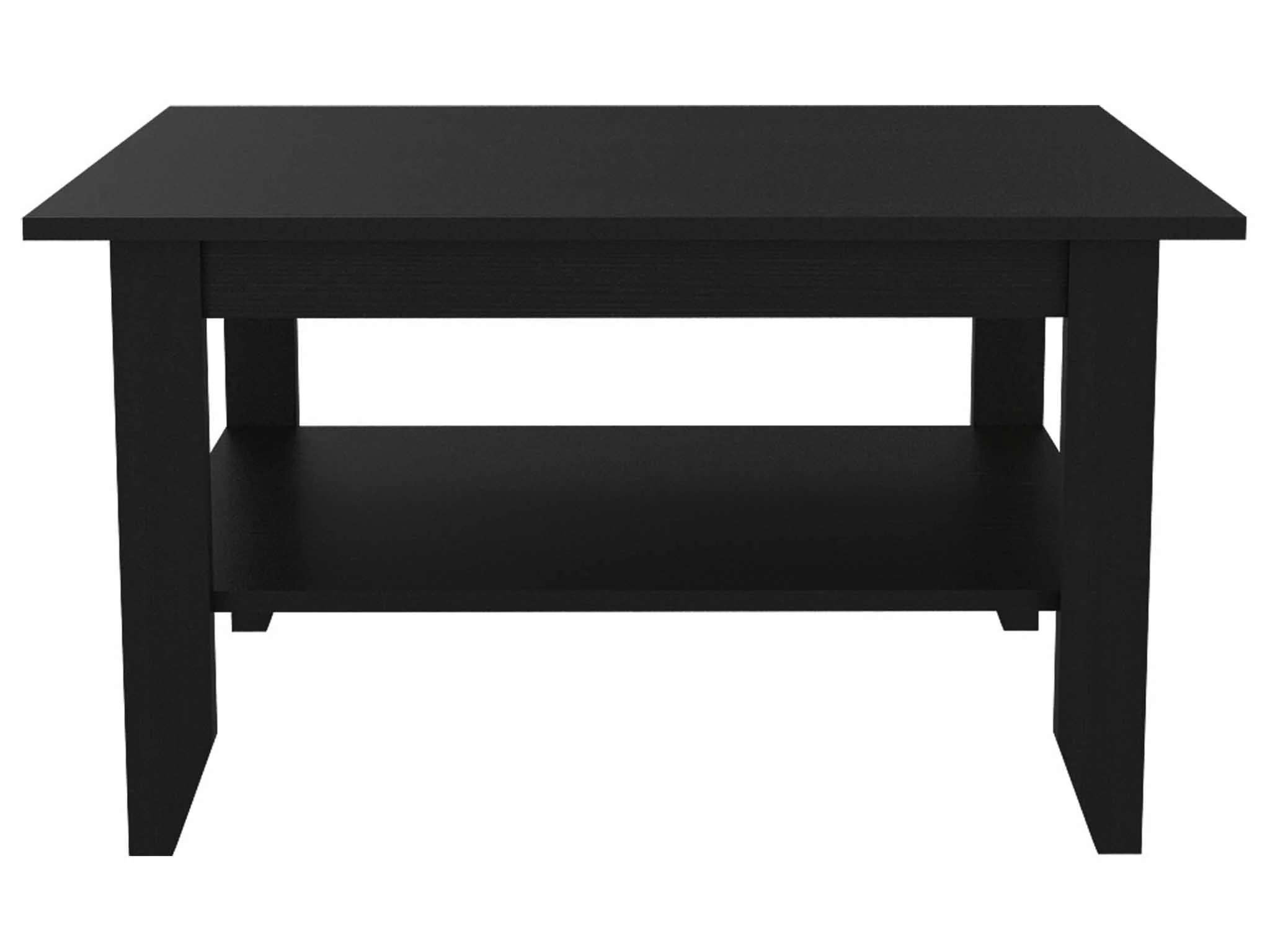 Modern Jet Black Coffee Table with Shelf By Homeroots - Image 2