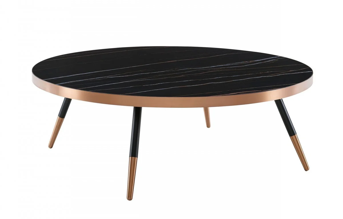 Modern Large Black and Gold Ceramic Coffee Table By Homeroots - Image 2