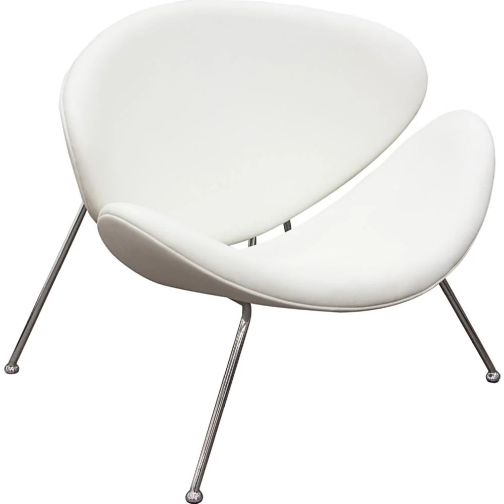 Modern Leatherette Upholstered Accent Chair With Angled Metal Legs, Set Of Two, White And Silver By Benzara - Image 2