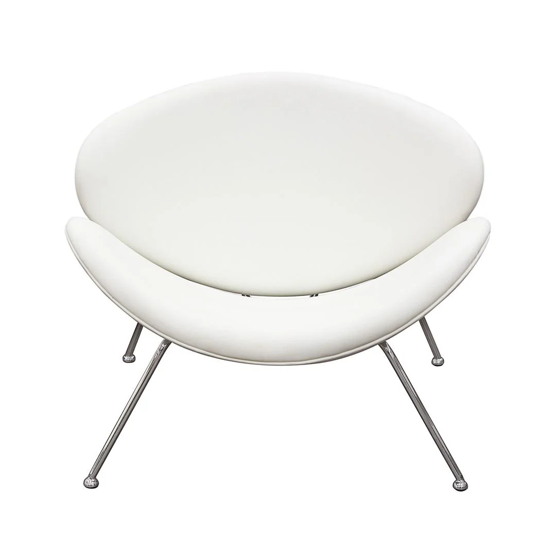 Modern Leatherette Upholstered Accent Chair With Angled Metal Legs, Set Of Two, White And Silver By Benzara - Image 5