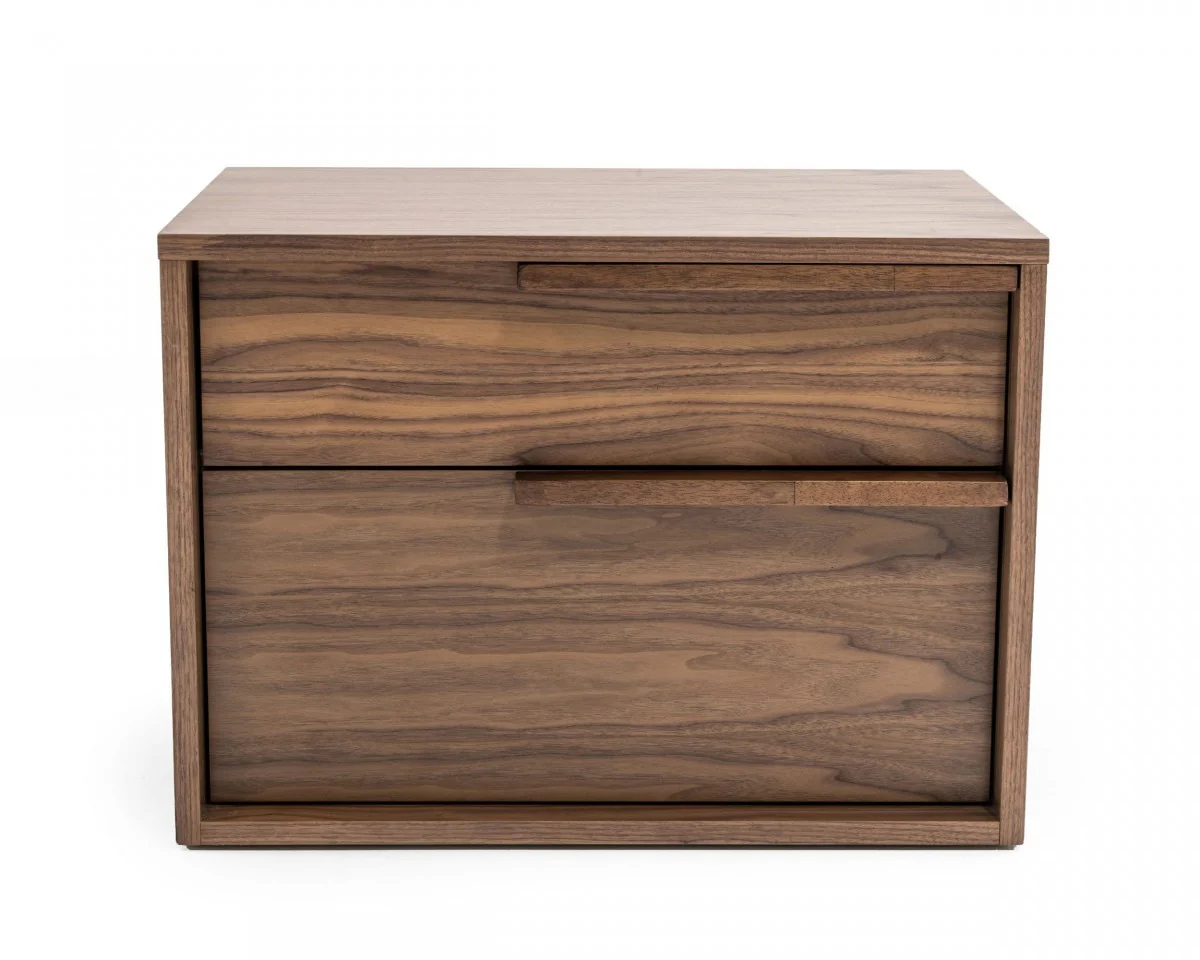 Modern Light Brown Walnut Nightstand With Two Drawers By Homeroots - Image 2