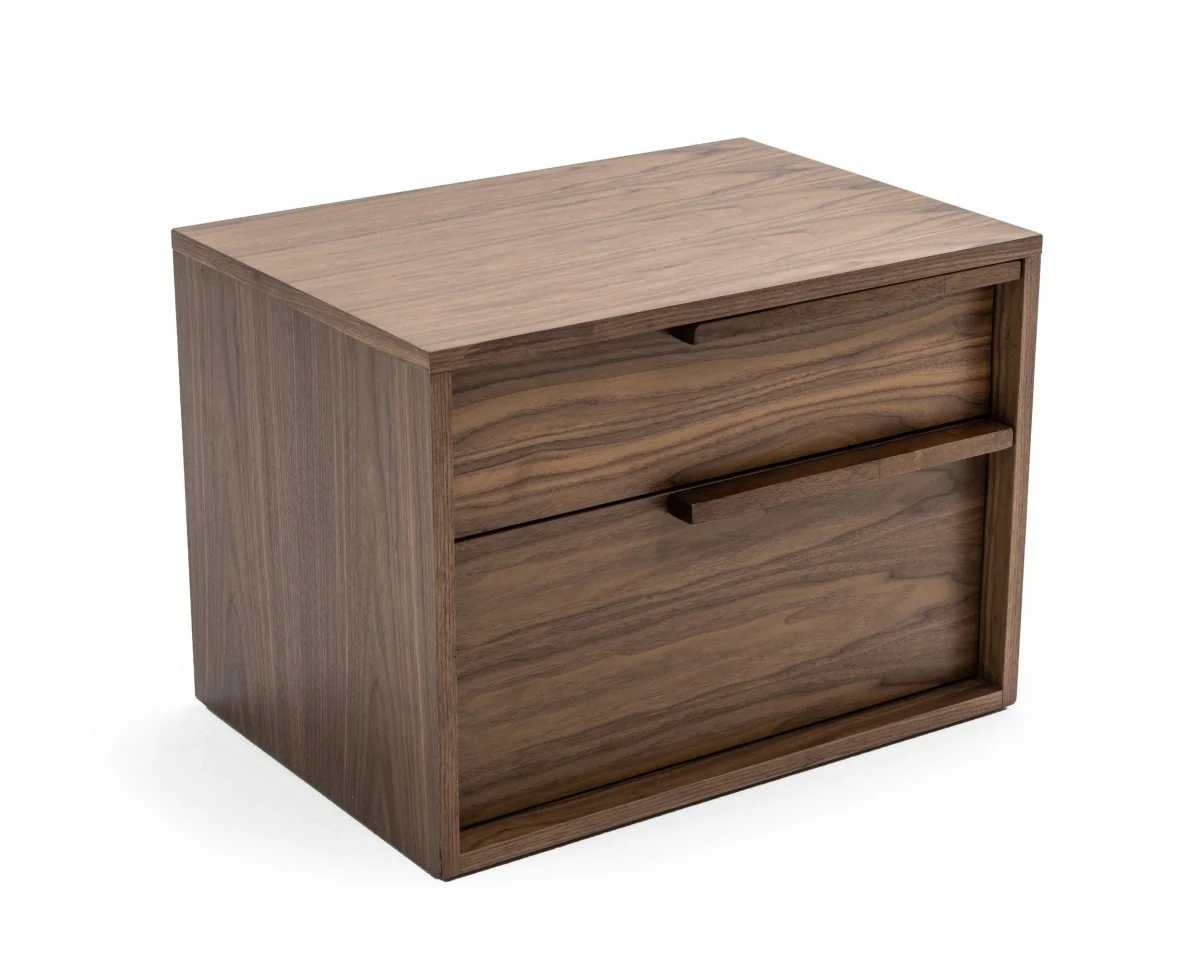 Modern Light Brown Walnut Nightstand With Two Drawers By Homeroots - Image 3