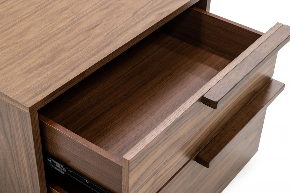 Modern Light Brown Walnut Nightstand With Two Drawers By Homeroots - Image 4