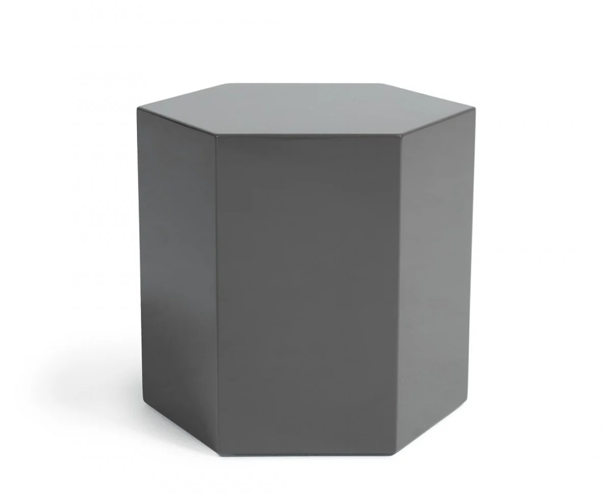 Modern Light Grey High Gloss Hexagonal End Table By Homeroots - Image 3
