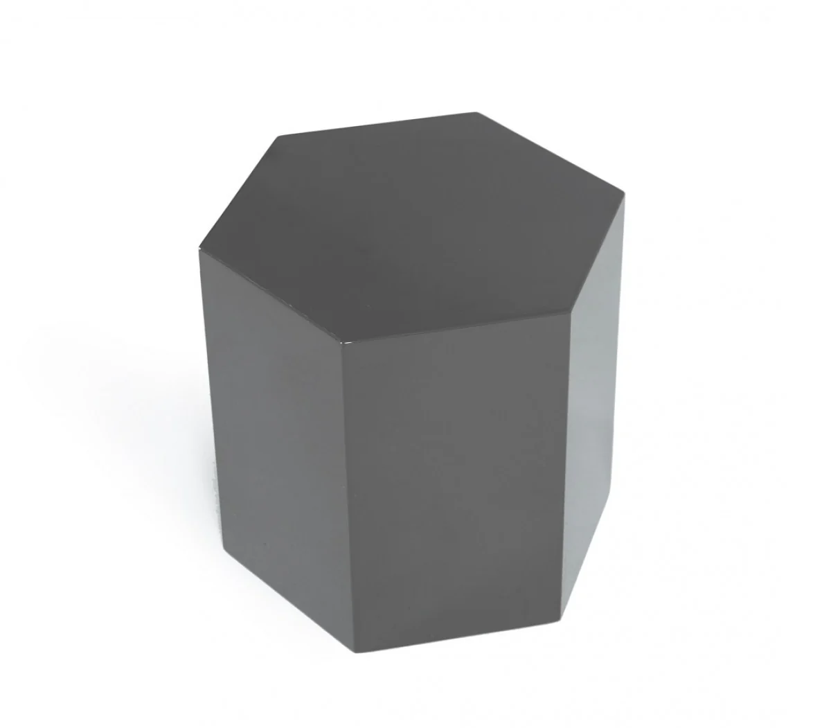 Modern Light Grey High Gloss Hexagonal End Table By Homeroots - Image 4