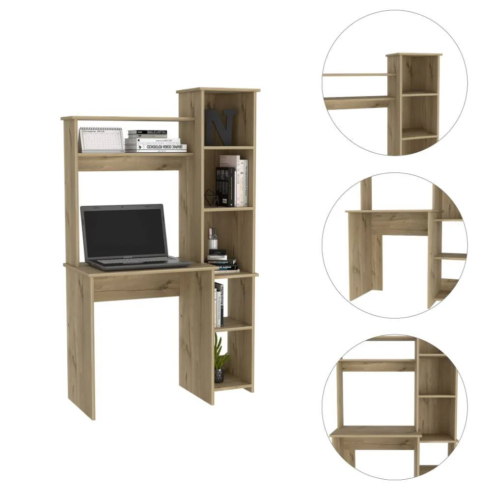 Modern Light Oak Office Desk with Storage Cabinet By Homeroots - Image 2