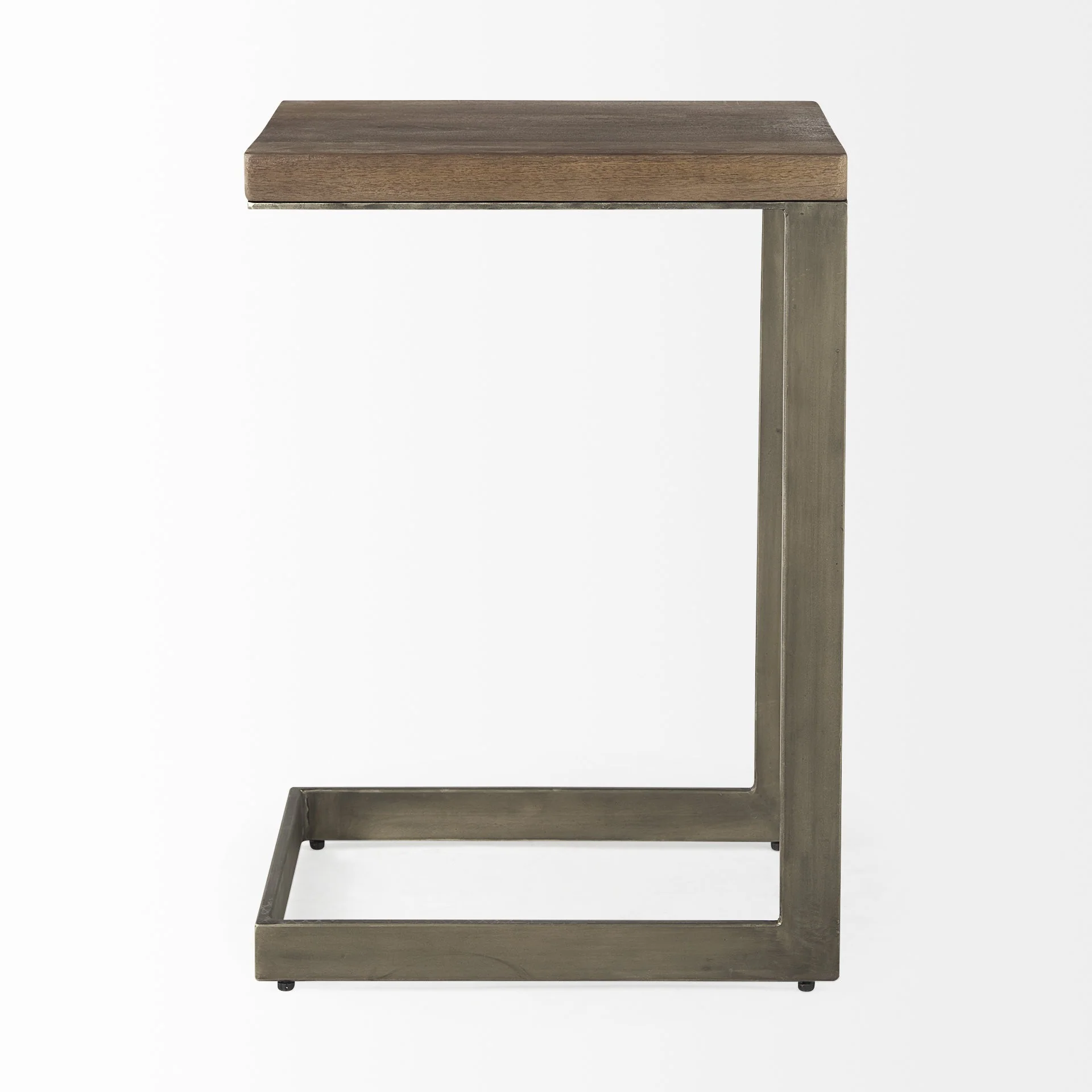 Modern Light Wash And Nickel C Shape Tv Table By Homeroots - Image 2