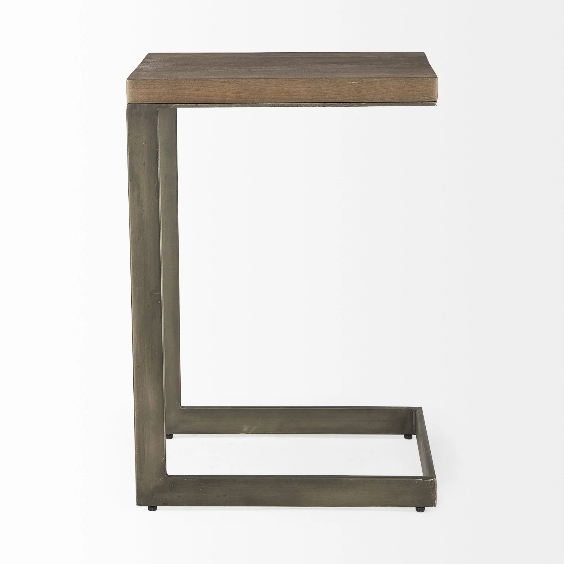 Modern Light Wash And Nickel C Shape Tv Table By Homeroots - Image 4