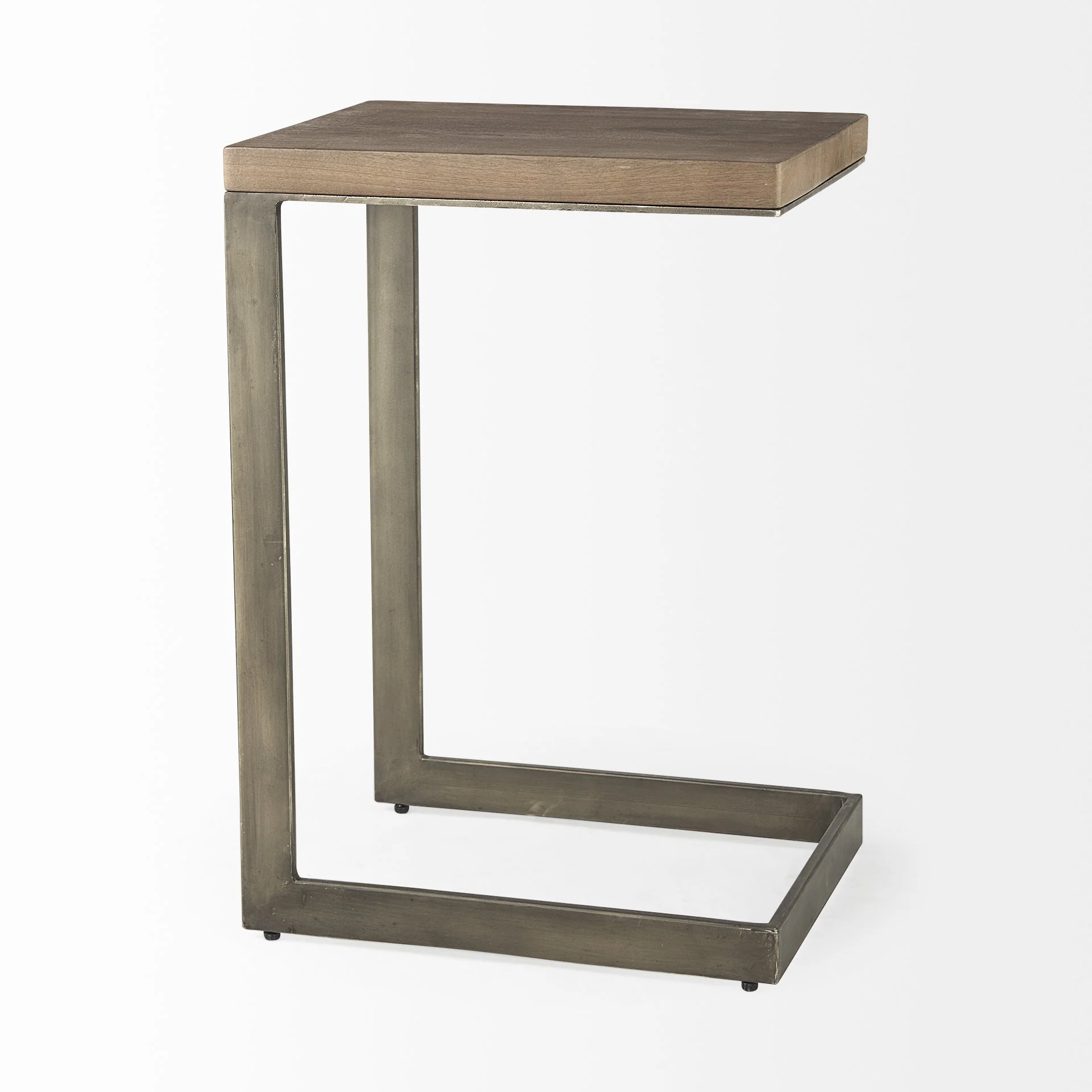 Modern Light Wash And Nickel C Shape Tv Table By Homeroots - Image 5