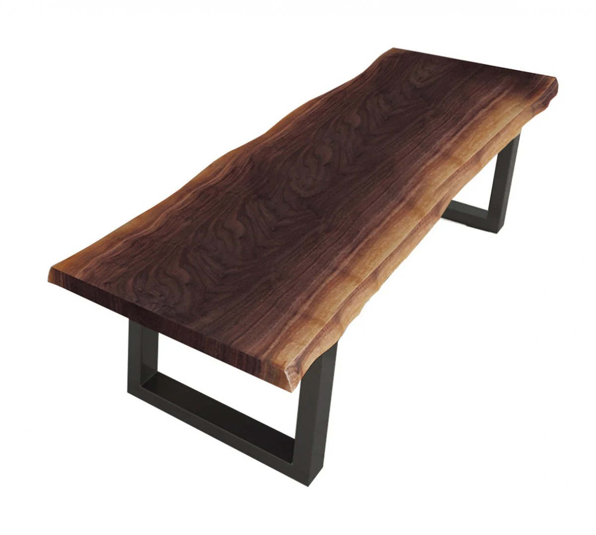 Modern Live Edge Wood and Acacia wood Dining Bench with Black metal U shaped legs By Homeroots - Image 2