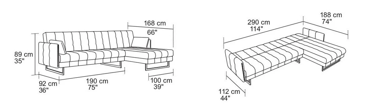Modern Loft Gray Fabric Right Facing Sofa Bed By Homeroots - Image 5
