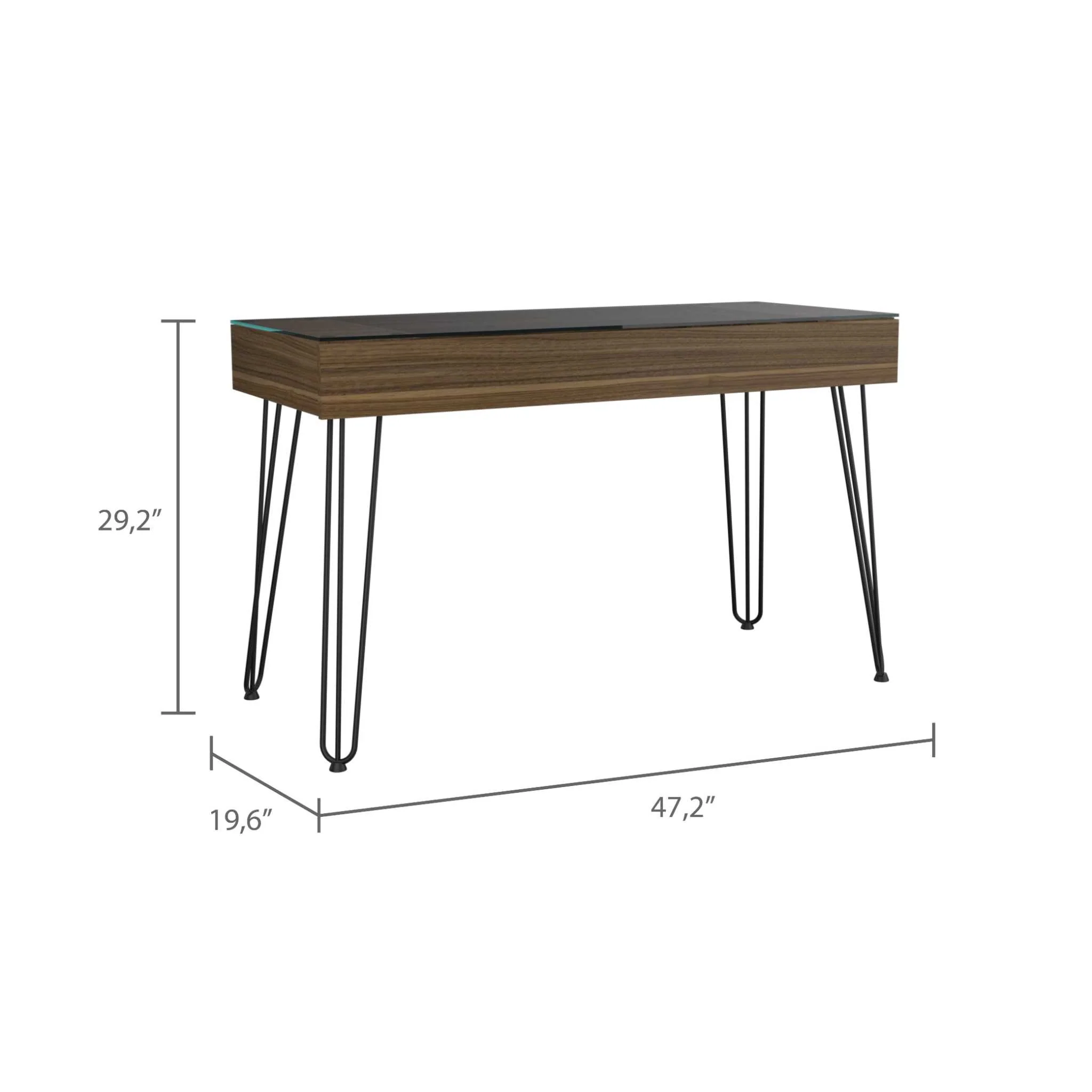 Modern Mahogany and Black Geometric Computer Desk By Homeroots - Image 2