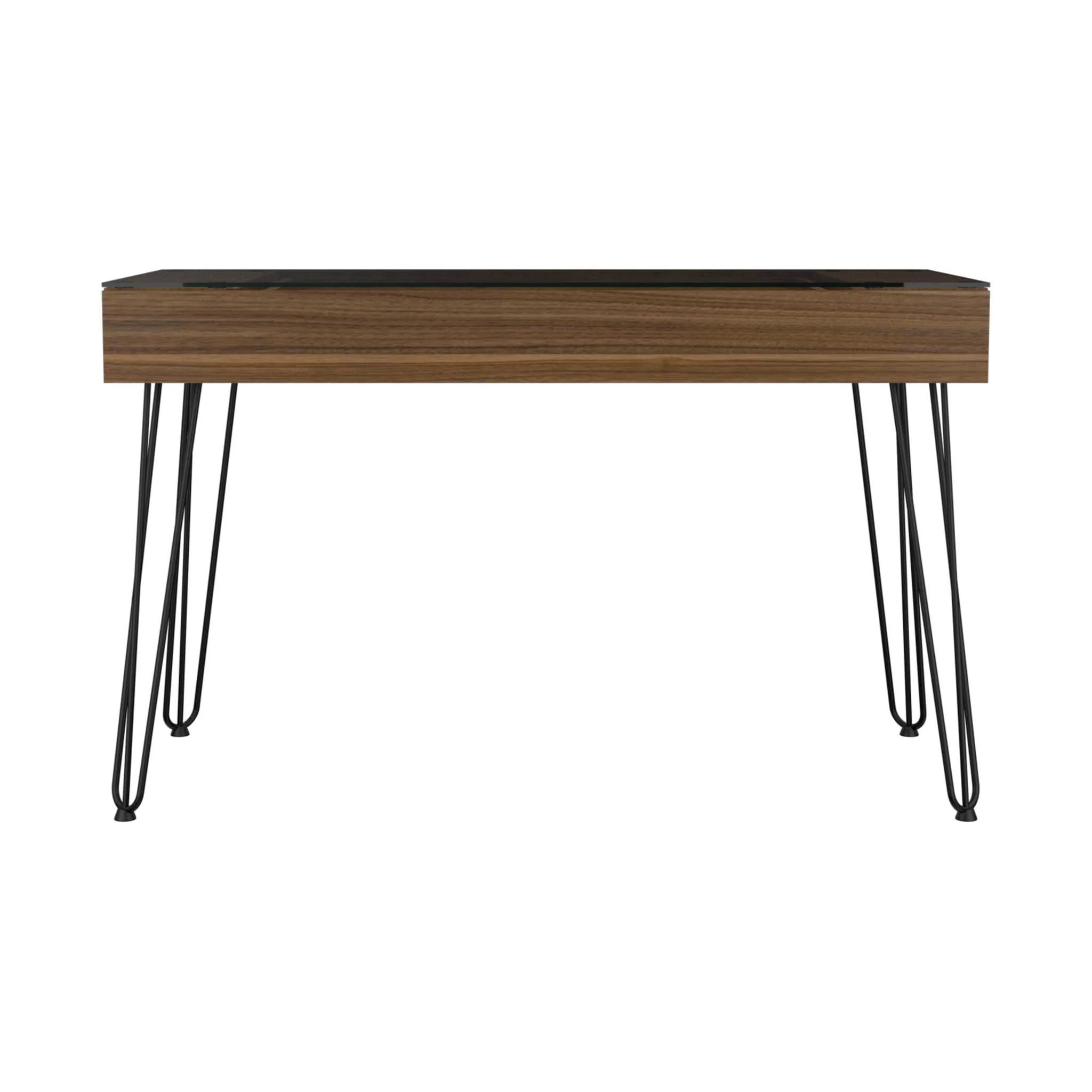 Modern Mahogany and Black Geometric Computer Desk By Homeroots - Image 6