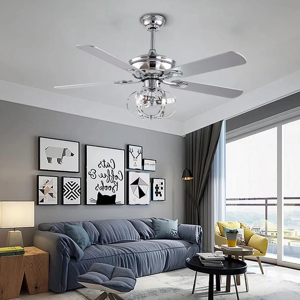 Modern Metal Chandelier Ceiling Fan By Homeroots - Image 2