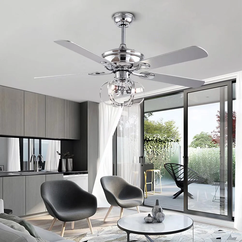Modern Metal Chandelier Ceiling Fan By Homeroots - Image 3