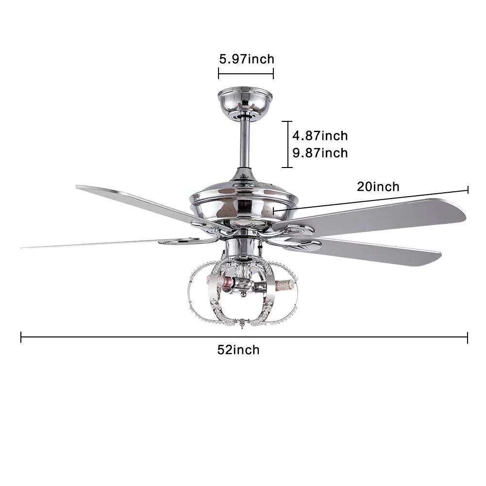Modern Metal Chandelier Ceiling Fan By Homeroots - Image 7