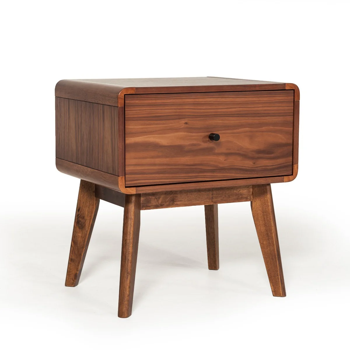 Modern Mid Century Walnut Nightstand With Single Drawer By Homeroots - Image 3