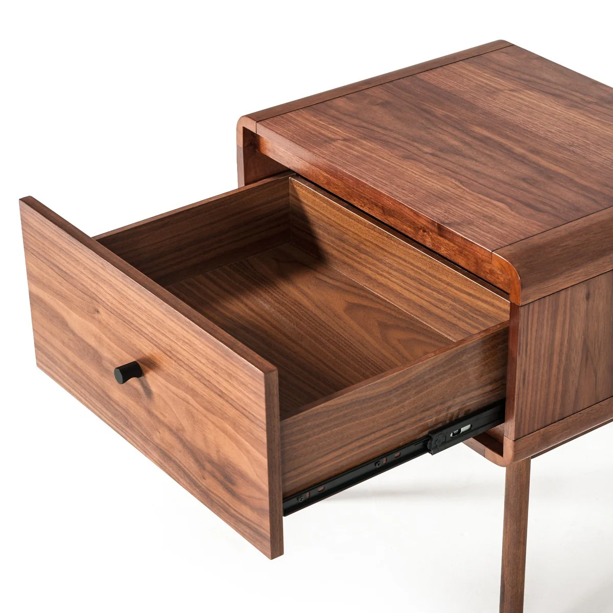 Modern Mid Century Walnut Nightstand With Single Drawer By Homeroots - Image 5