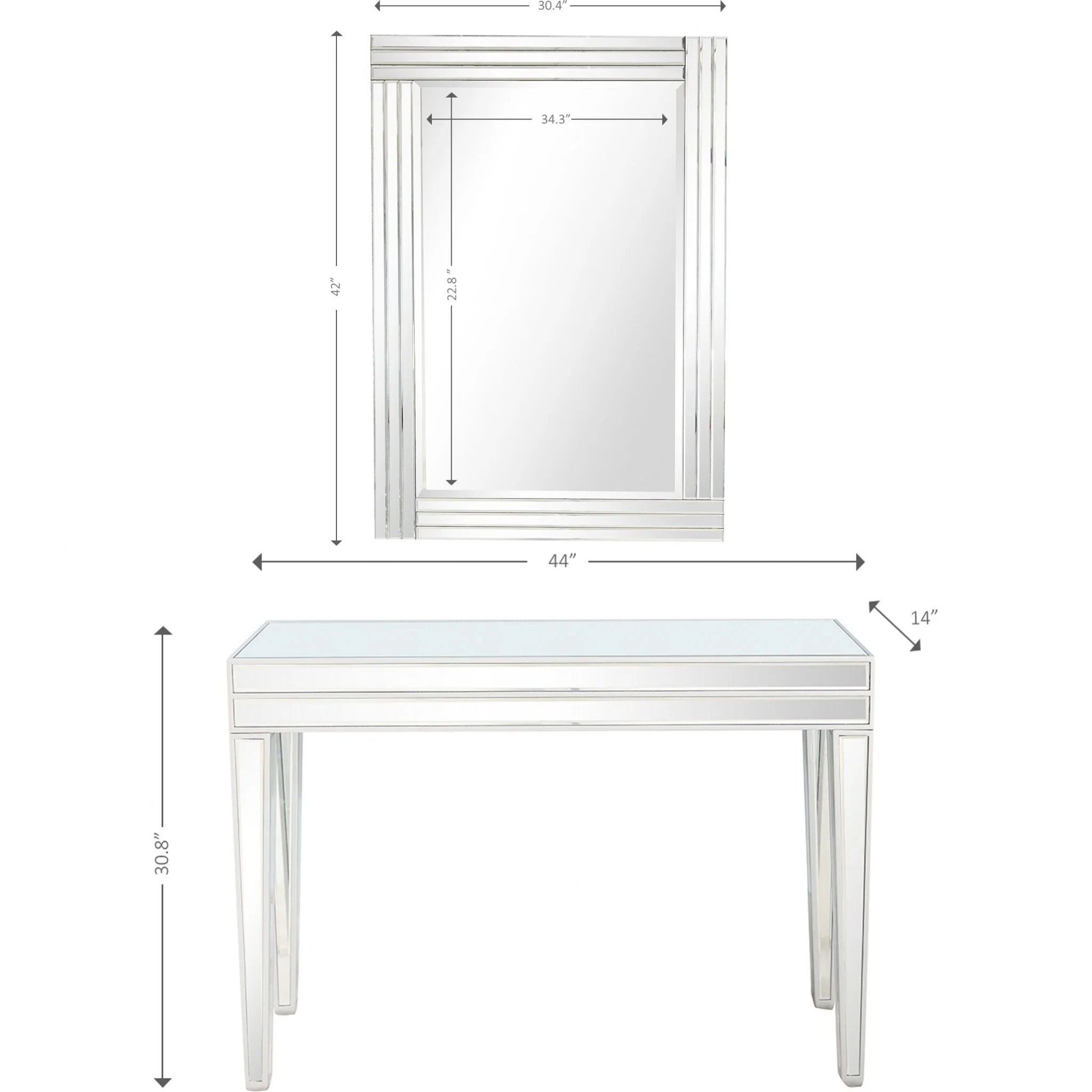 Modern Mirrored Console Table and Mirror Set By Homeroots - Image 2