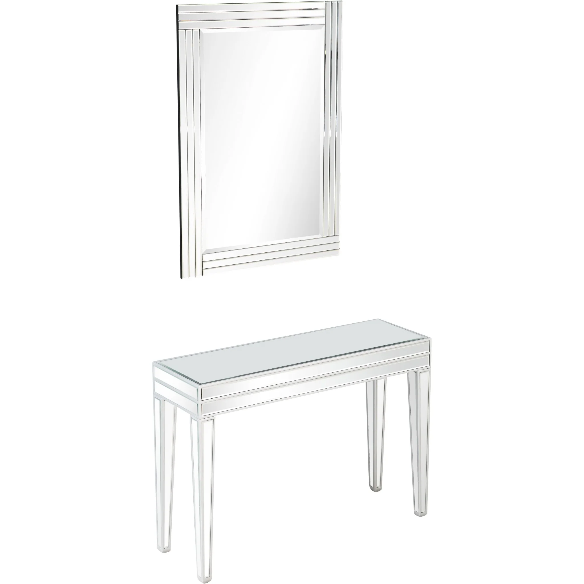 Modern Mirrored Console Table and Mirror Set By Homeroots - Image 4