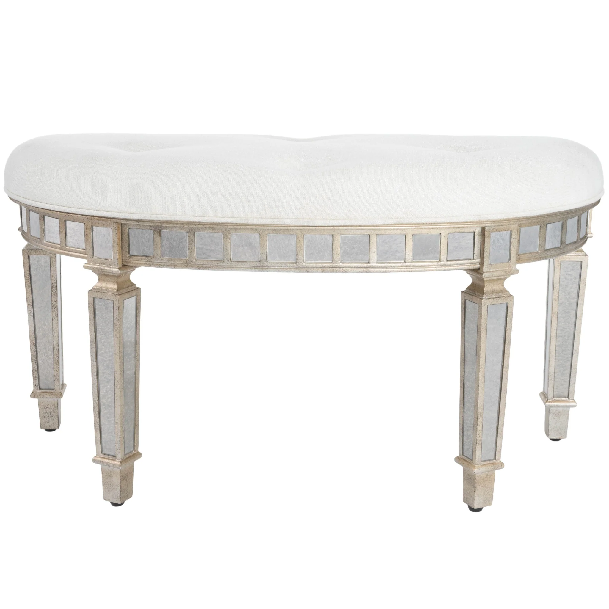 Modern Mirrored Crescent Bench By Homeroots - Image 2