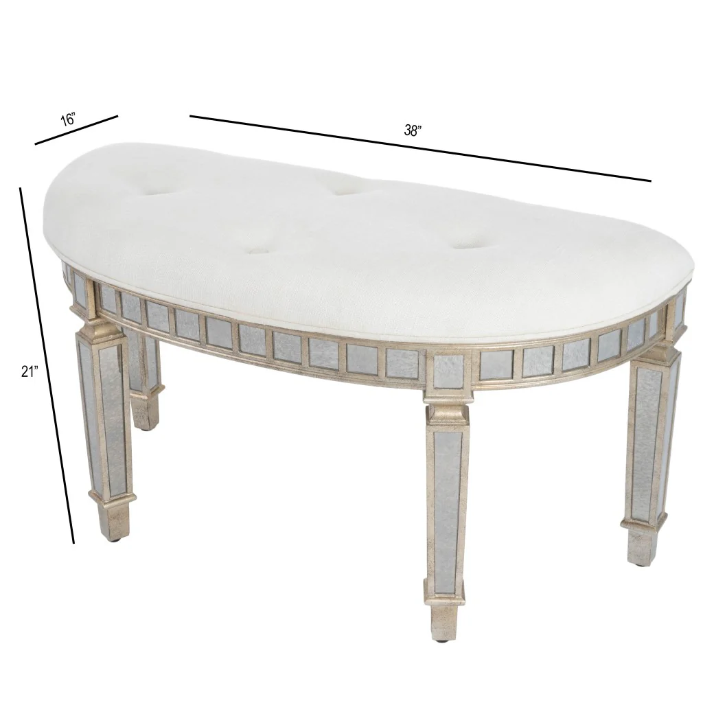 Modern Mirrored Crescent Bench By Homeroots - Image 8