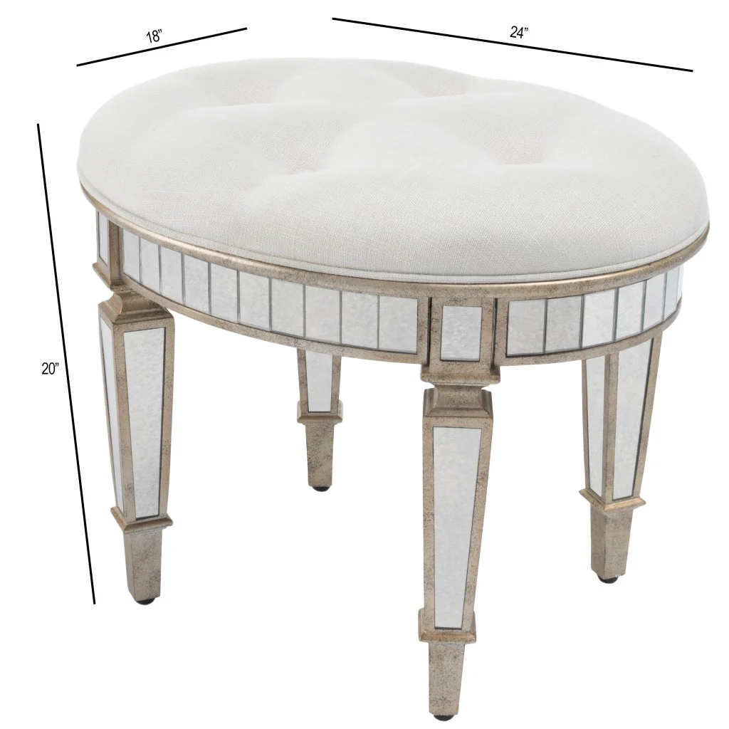 Modern Mirrored Vanity Stool By Homeroots - Image 2