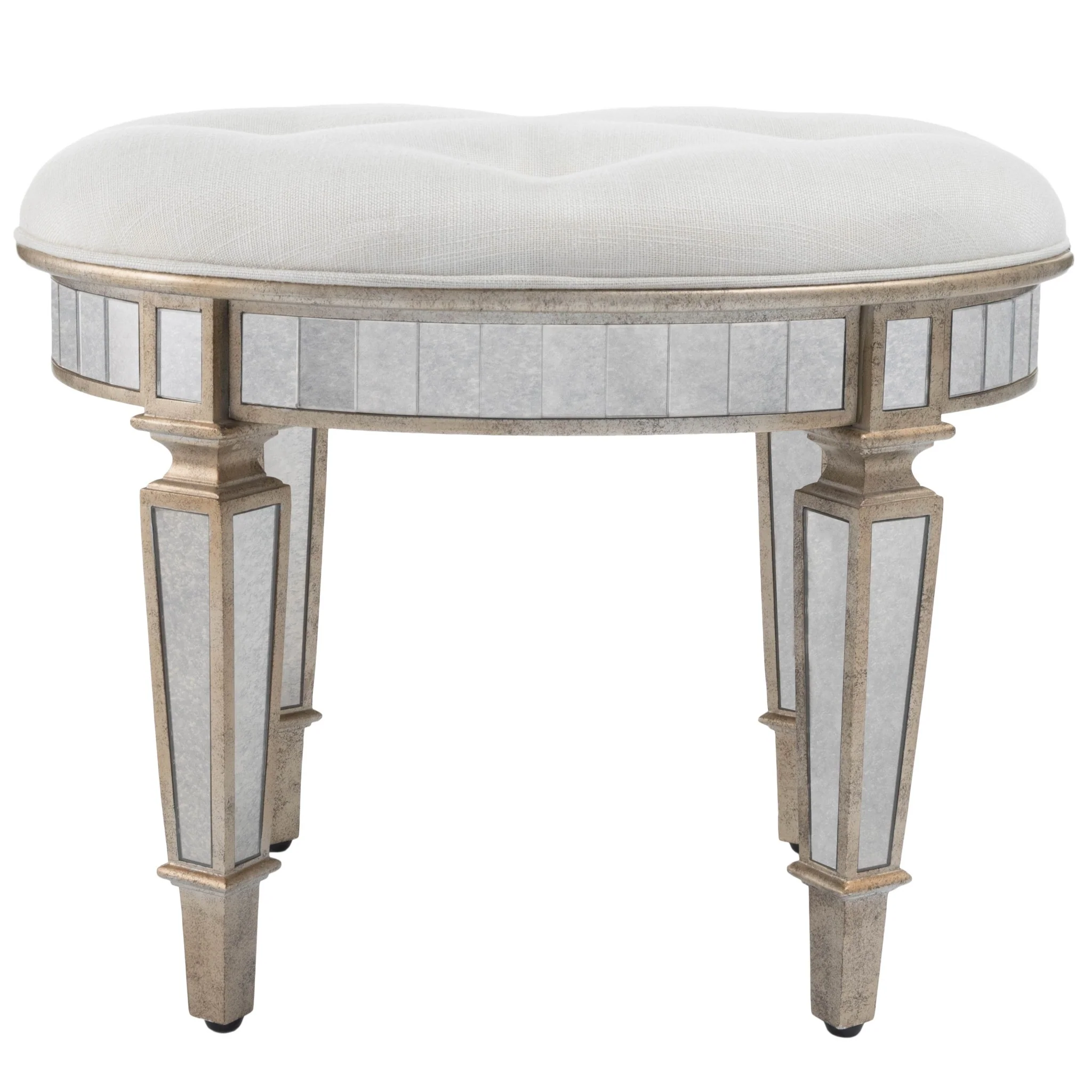 Modern Mirrored Vanity Stool By Homeroots - Image 3