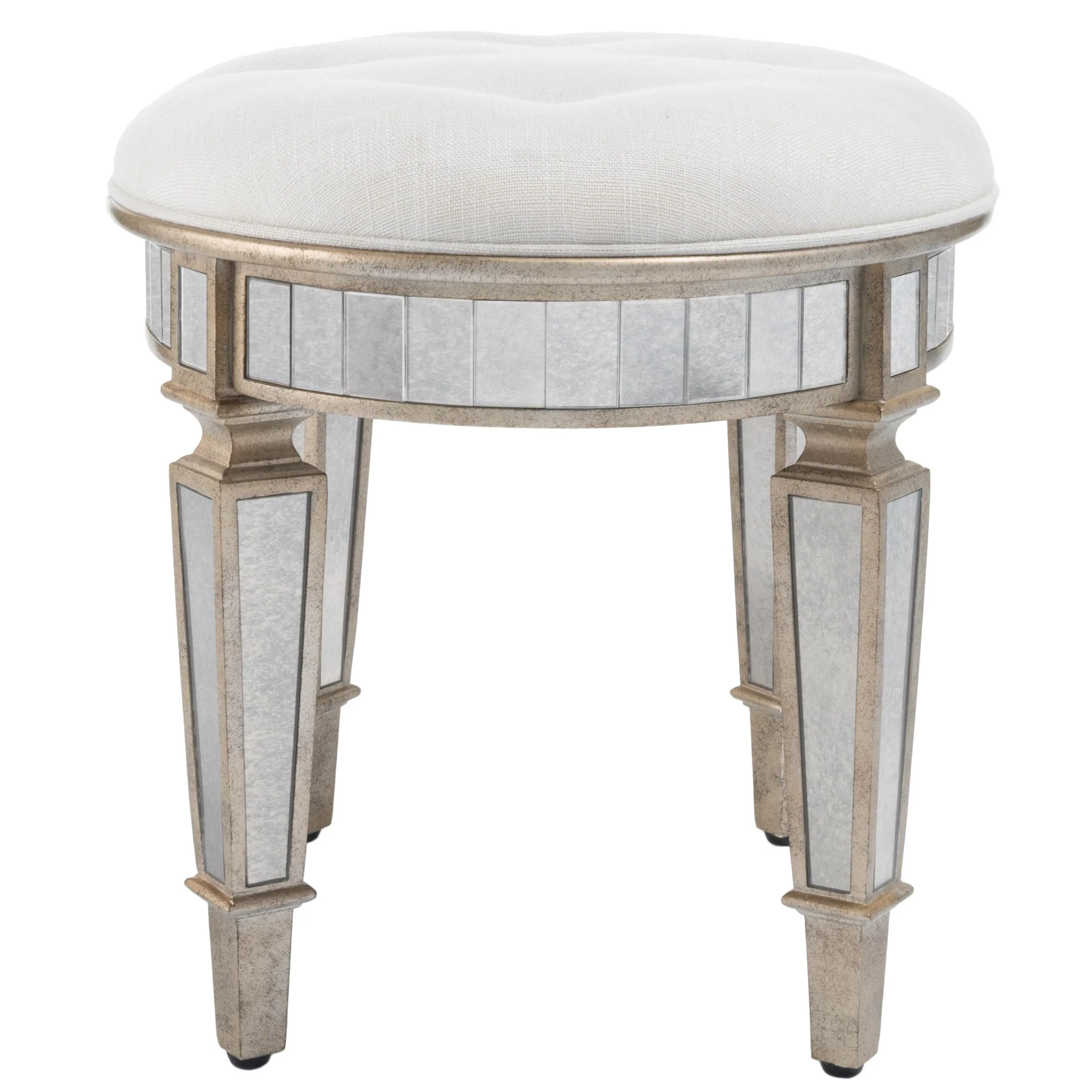 Modern Mirrored Vanity Stool By Homeroots - Image 4