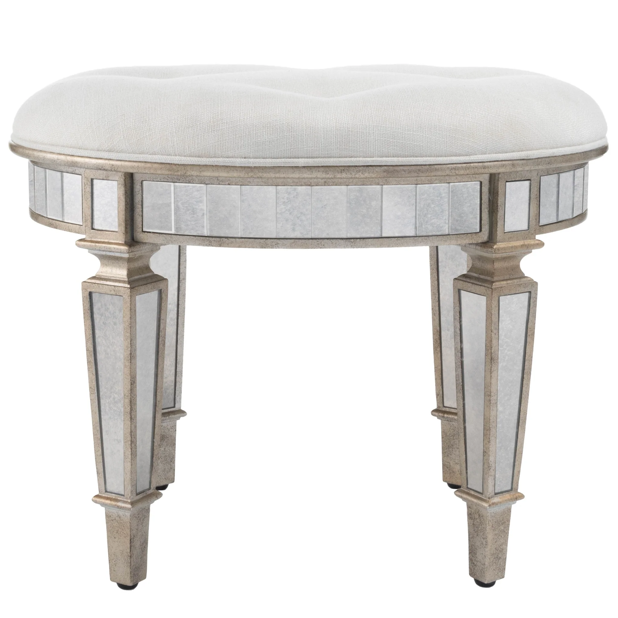 Modern Mirrored Vanity Stool By Homeroots - Image 5