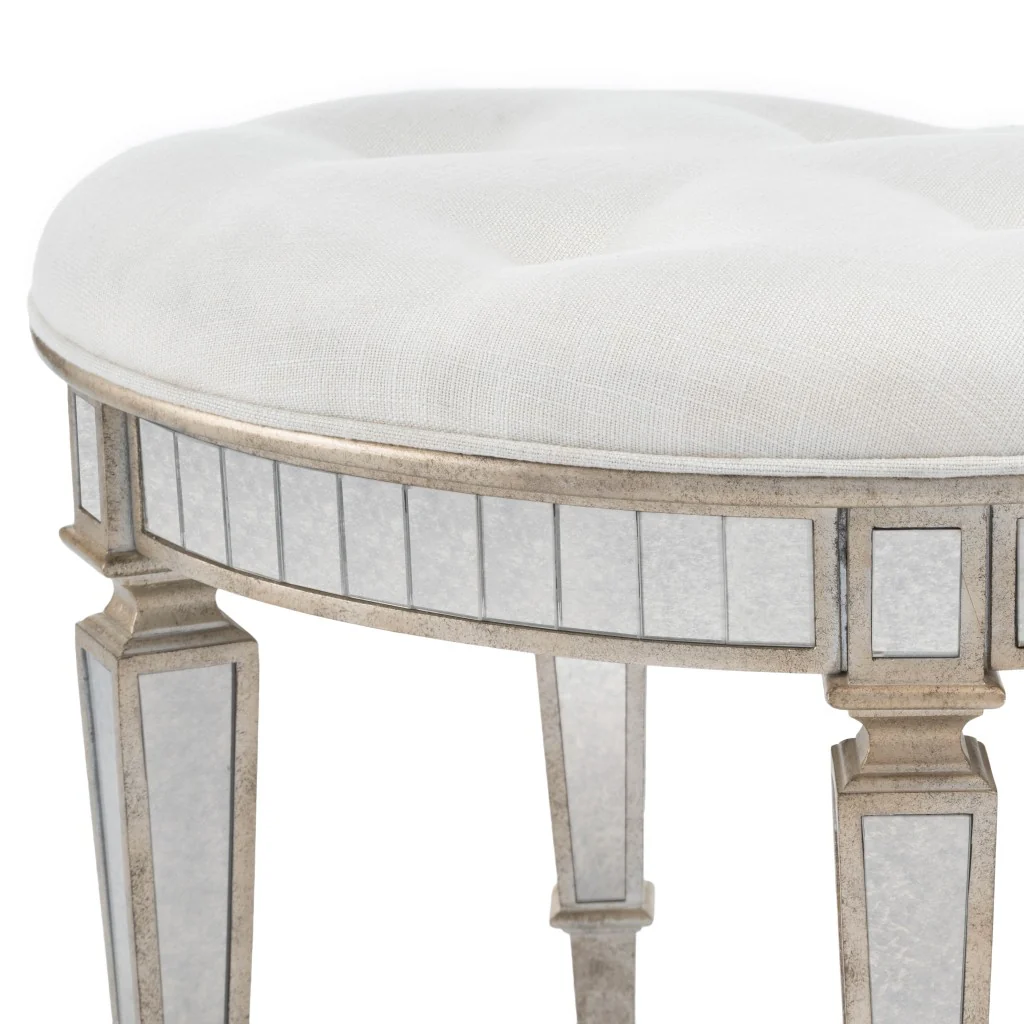 Modern Mirrored Vanity Stool By Homeroots - Image 9
