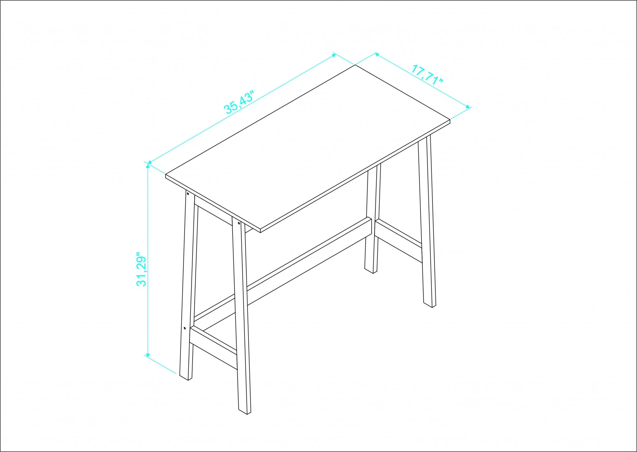 Modern Natural and Black Narrow Table Desk By Homeroots - Image 10