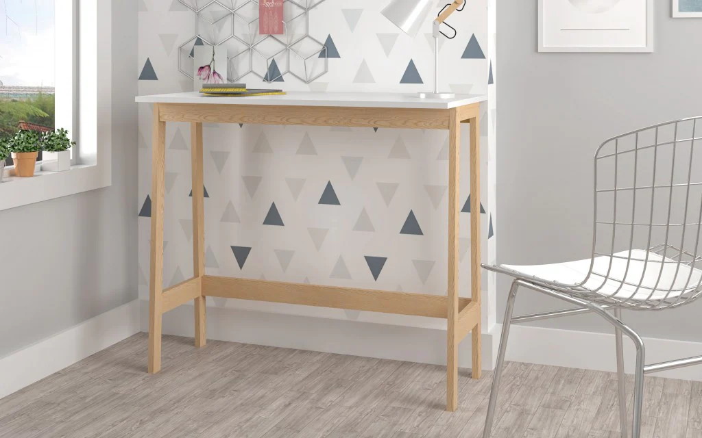 Modern Natural and Black Narrow Table Desk By Homeroots - Image 6