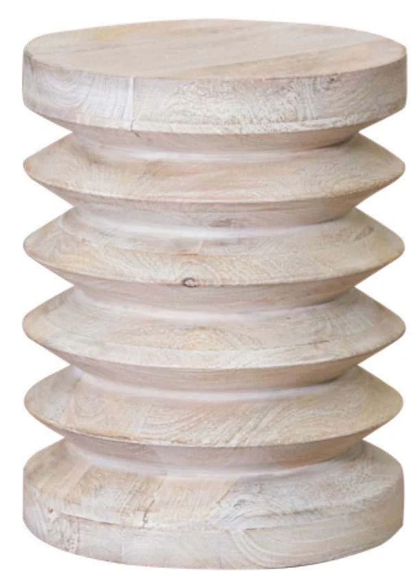 Modern Natural Mango Accordian Style Wood Side Table By Homeroots - Image 2