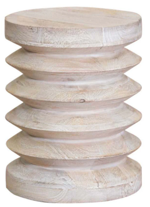 Modern Natural Mango Accordian Style Wood Side Table By Homeroots - Image 3
