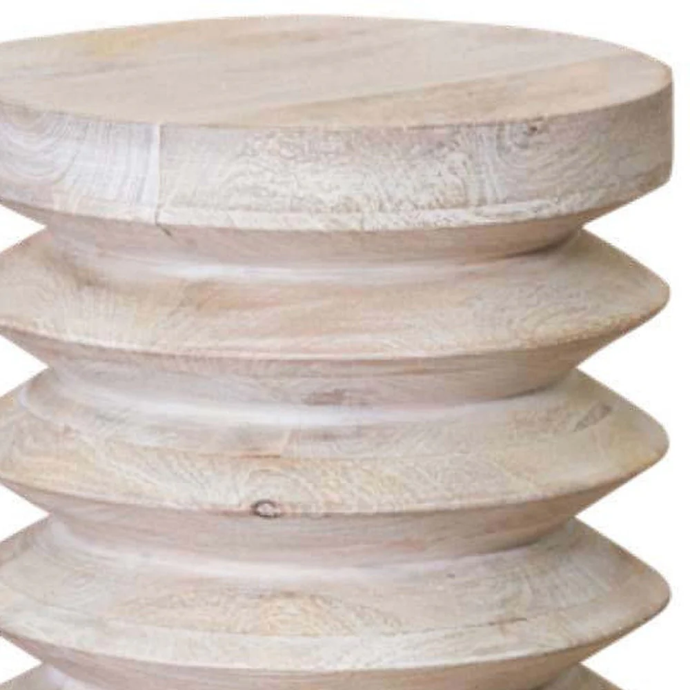 Modern Natural Mango Accordian Style Wood Side Table By Homeroots - Image 4